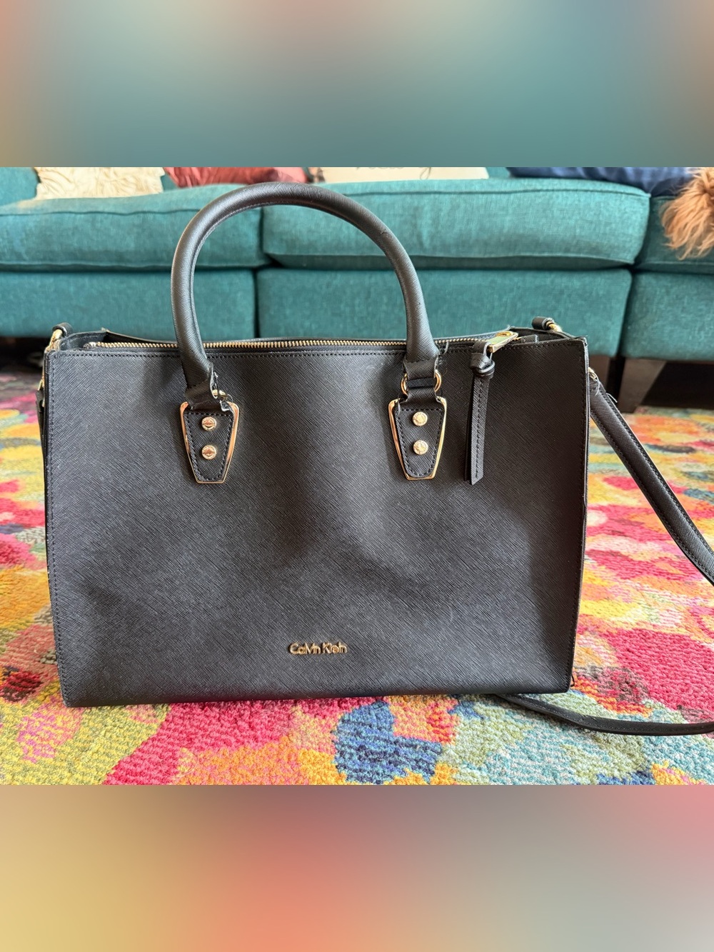 Large Black Calvin Klein Leather Bag